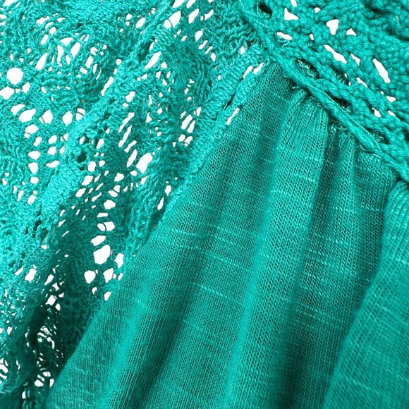 No Boundaries Blouse Juniors XL (15-17) Green Lace-Trimmed SS Poly Spandex Blend - Picture 7 of 10